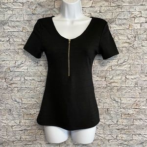 Danbee Vintage Classy top with gold zipper